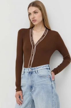 Γυναικεία Με φερμουάρ Μάλλινη ζακέτα Miss Sixty καφέ