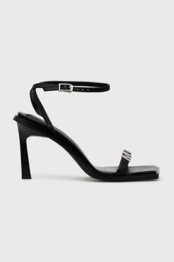 Γυναικεία Πέδιλα με τακούνι Δερμάτινα σανδάλια Miss Sixty μαύρο