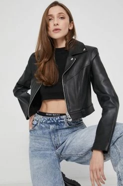 Γυναικεία Κοντά μπουφάν Δερμάτινο μπουφάν Miss Sixty χρώμα: μαύρο